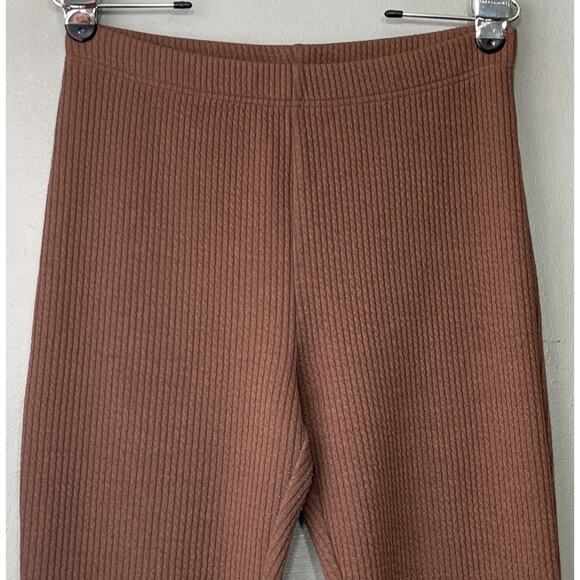 American Eagle Knit Pants Size Large Mocha Brown Pull On Flare Leg Yoga Comfort - Picture 2 of 14